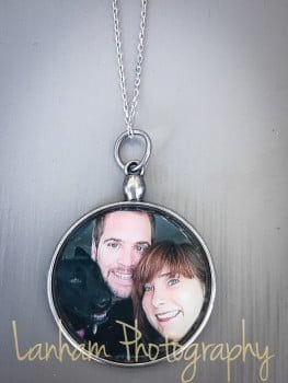 Photo Necklace with couple and dog in it gift idea for mother's day