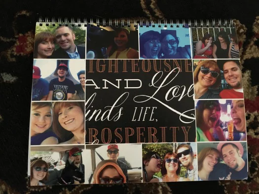 Shutterfly calendar with pictures of family 