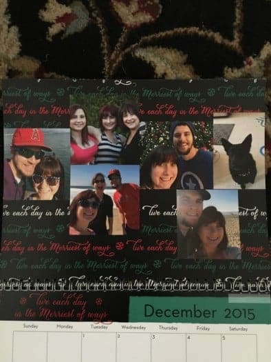 Shutterfly Calendar page with pictures of family in them and themed  around christmas