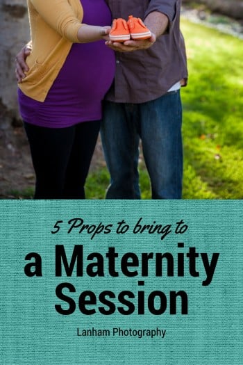 5 Props for Maternity Session Picture of man and pregnant woman holding baby shoes 
Lanham Photography
