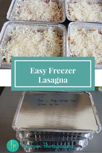 Picture of lasagna in containers titled Easy FreezerLasagna