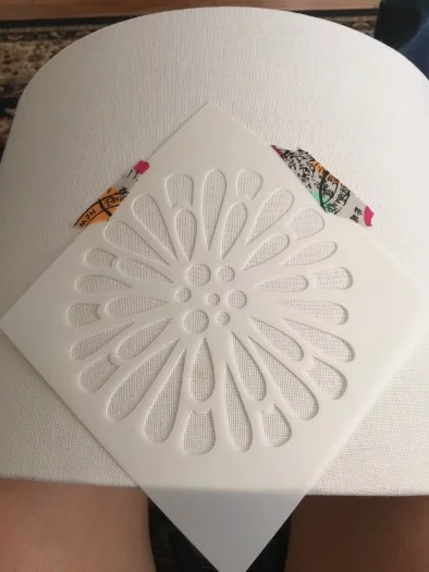 flower Stencil pattern on plain white lampshade