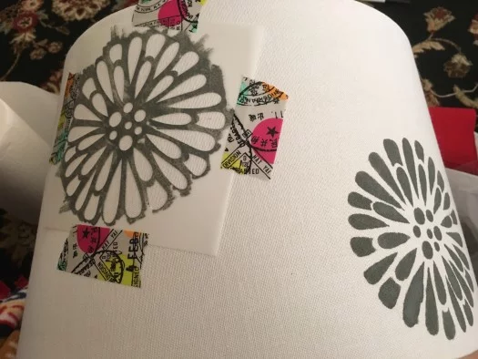 Flower pattern Stencils painted on lampshade