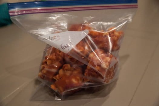 Pasta e Figioli individuals in plastic bag to be frozen 