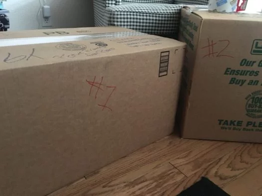 Box labeled number 1 and a box labeled number 2