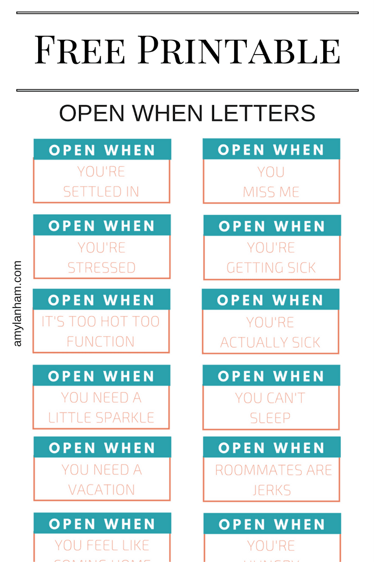 Open When Printable Amy Lanham