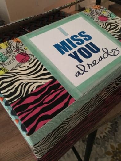 Decorated box thats labeled I miss you already