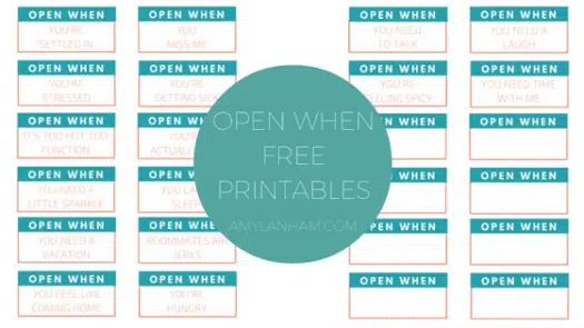 Open when free printable at amylanham.com  