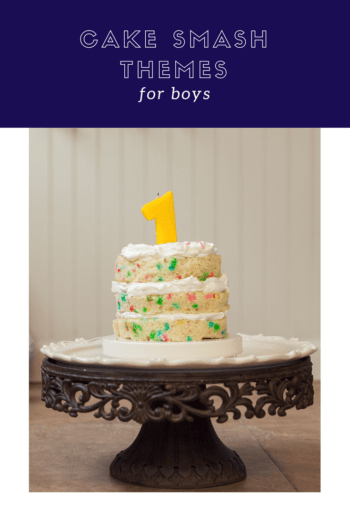 Cake Smash Themes for boys with three tier cake with a 1 on top on a pedestal 