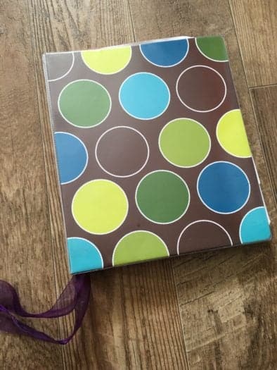 Blue, green, and yellow spotted binder