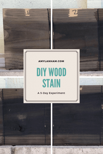 DIY Wood Stain a 5 day experiment overlaid by wood being stained