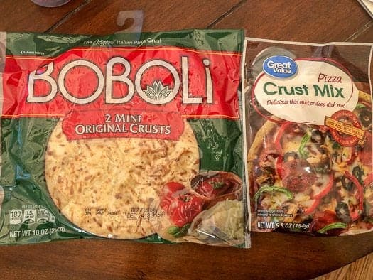 boboli 2 mini oeiginal crusts and great value pizza crust mix