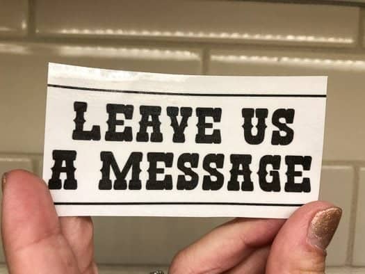 paper that says "leave us a message"