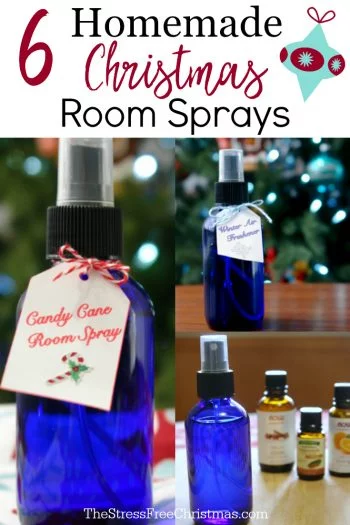 6 homemade christmas room sprays in reusable bottles, candy cane scent