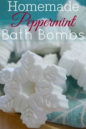 homemade peppermint bath bombs cut like snowflakes 