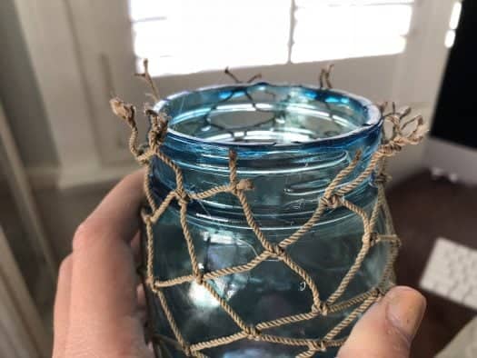 Netted unfinished top of mason jar
