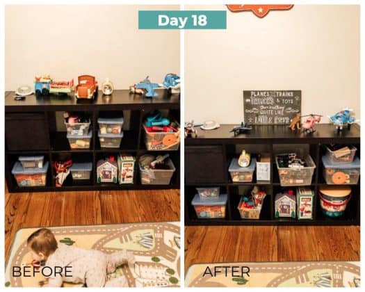 kids selves before and after decluttering day 18