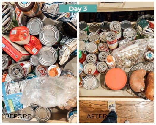 pantry before and after decluttering day 3