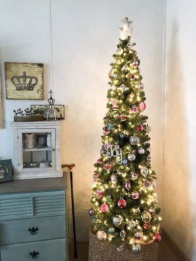 faux decorated Christmas tree