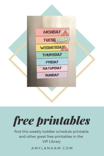 Weekly Toddler Schedule printable in VIP library at amylanham.com 