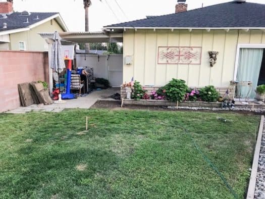 Backyard patio and lawn