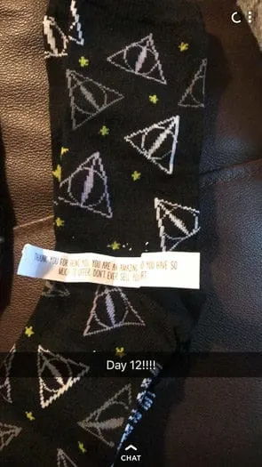 socks day 12 harry potter deathly hallows sign