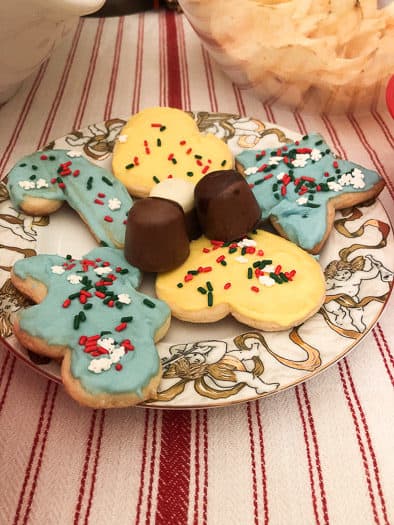 Christmas themed cookies on a plate 