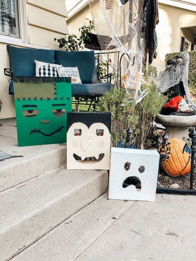 Finished DIY Outdoor Halloween Monsters