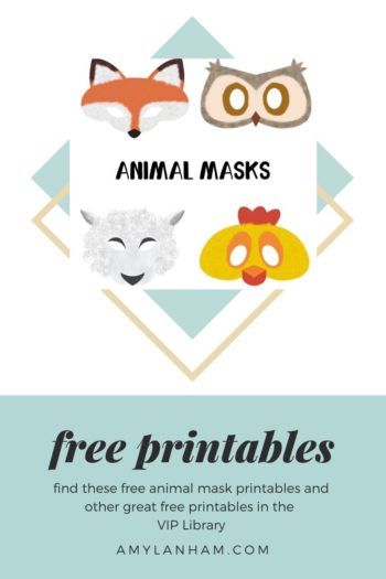 Animal Mask printable in VIP library at amylanham.com