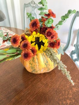 DIY Floral Pumpkin Centerpiece - amylanham.com