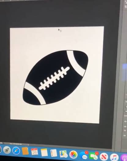 Football on a white background on a computer screen.