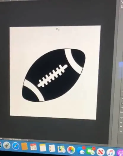 Football on a white background on a computer screen.