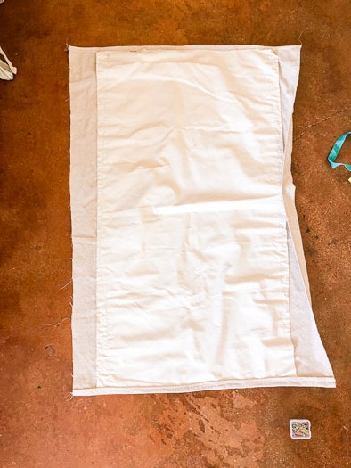 drop cloth with top pinned