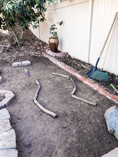 Logs used to create an obstacle for the mini golf course