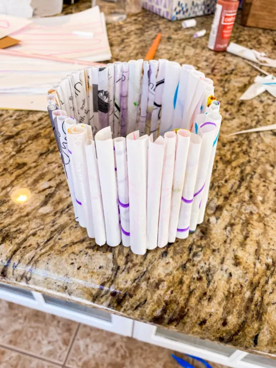 Rolled paper planter