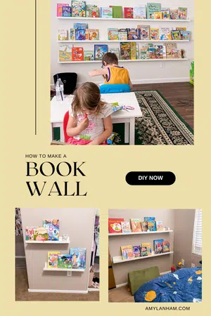 book ledge with books on it